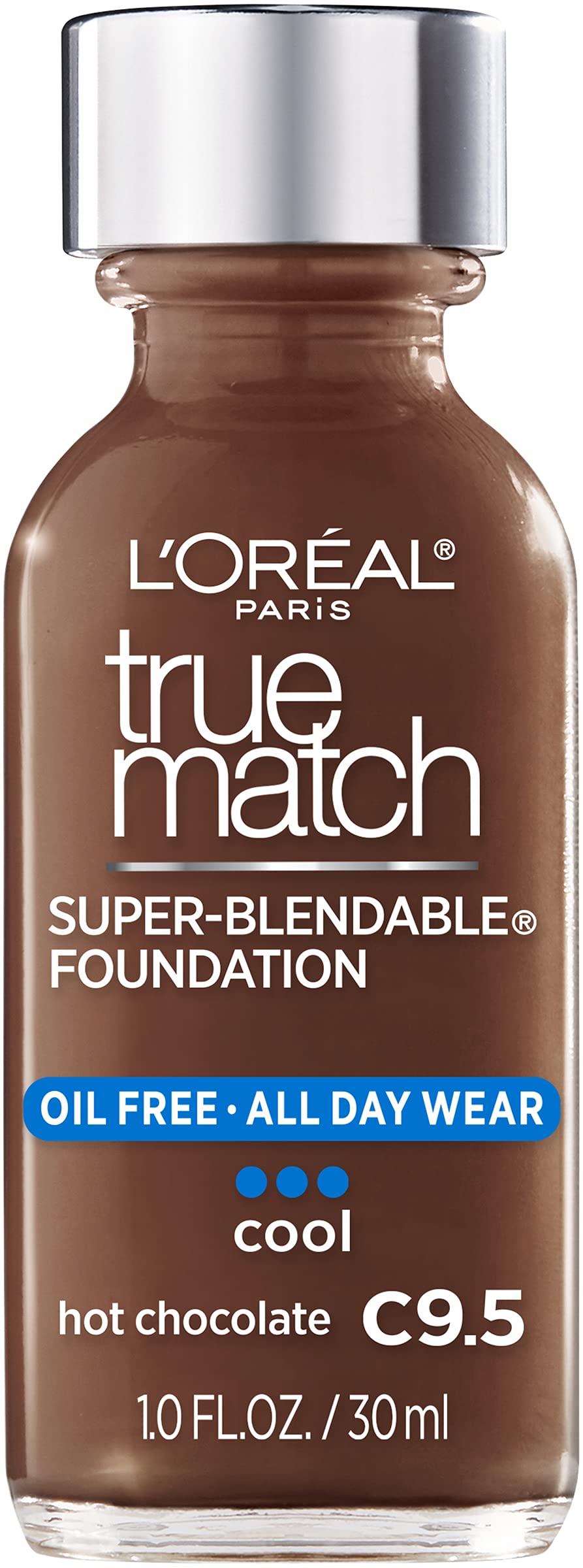 L’Oréal Paris Makeup True Match Super-Blendable Liquid Foundation, Hot Chocolate C9.5, 1 Fl Oz,1 Count